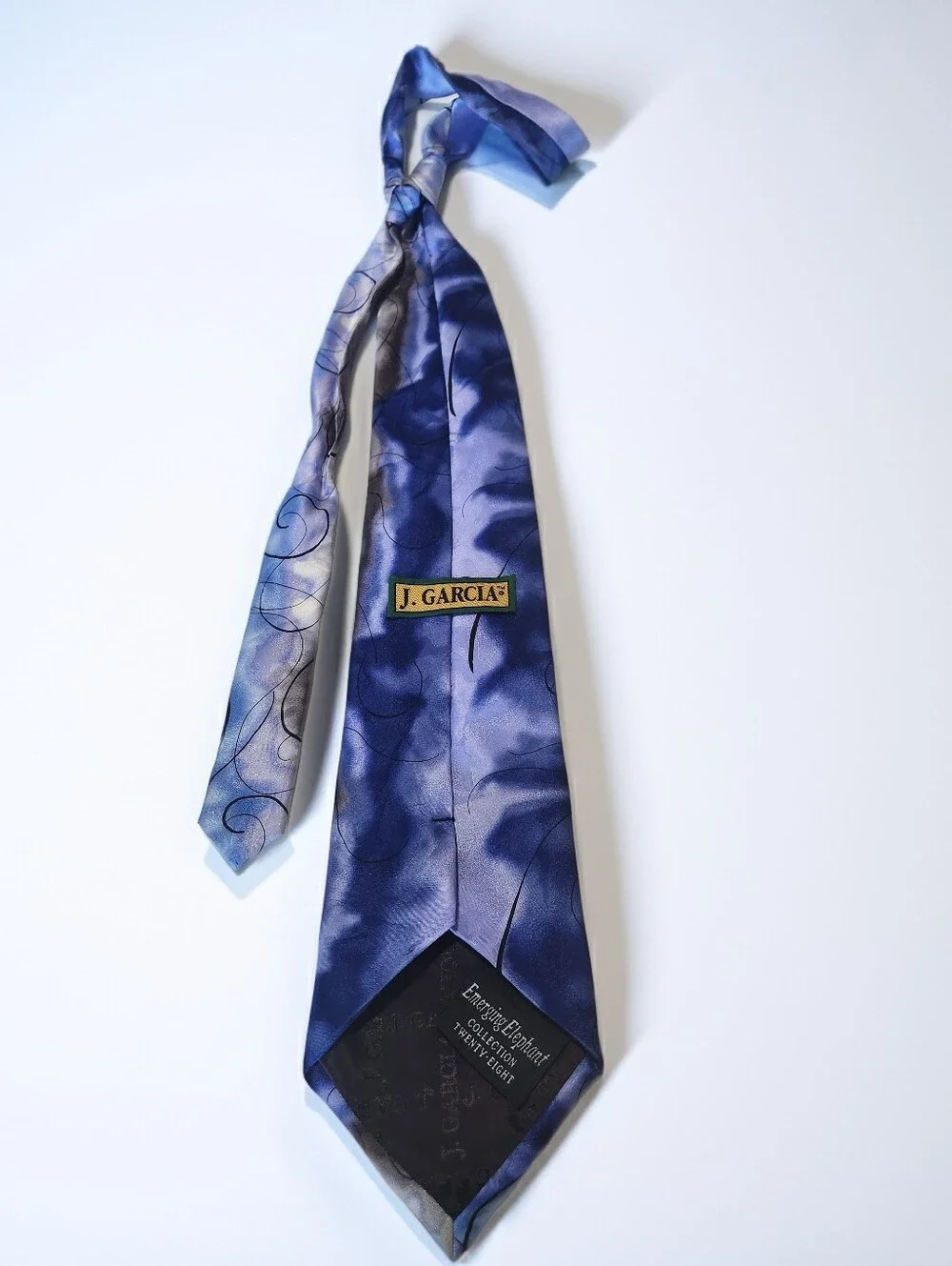 Vintage Jerry Garcia Emerging Elephant 100% Silk Blue Tie